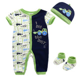 Baby Clothing 2024 Bodysuits+Sock+Cap 3Pcs/Set - kiddiezoom