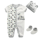 Baby Clothing 2024 Bodysuits+Sock+Cap 3Pcs/Set - kiddiezoom