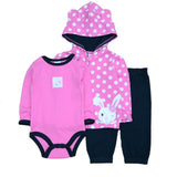 Baby Coat+Bodysuits+Sports Pants Clothing Sets Winter 3pcs - kiddiezoom