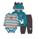 Baby Coat+Bodysuits+Sports Pants Clothing Sets Winter 3pcs - kiddiezoom