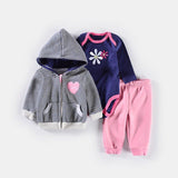 Baby Coat+Bodysuits+Sports Pants Clothing Sets Winter 3pcs - kiddiezoom