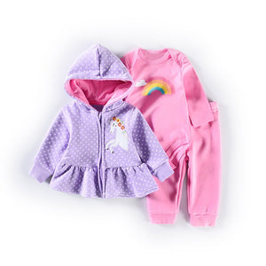 Baby Coat+Bodysuits+Sports Pants Clothing Sets Winter 3pcs - kiddiezoom