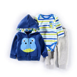 Baby Coat+Bodysuits+Sports Pants Clothing Sets Winter 3pcs - kiddiezoom