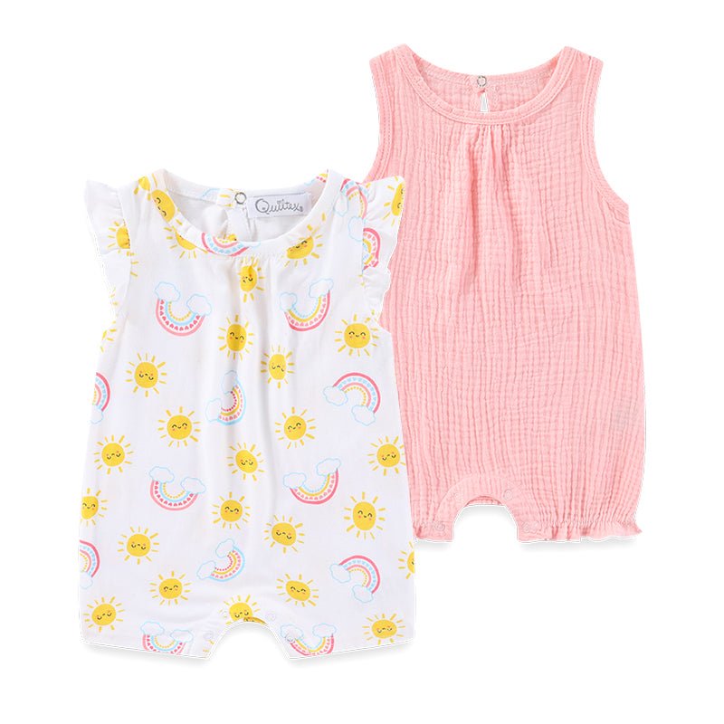 Baby Newborn Short Sleeves Bodysuits Girls Onesies - kiddiezoom