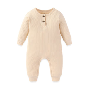 Baby Ribbed Rompers Solid Infant Jumpsuits - kiddiezoom