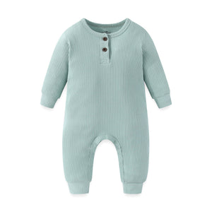 Baby Ribbed Rompers Solid Infant Jumpsuits - kiddiezoom