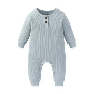 Baby Ribbed Rompers Solid Infant Jumpsuits - kiddiezoom