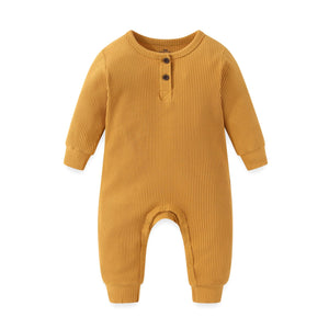 Baby Ribbed Rompers Solid Infant Jumpsuits - kiddiezoom