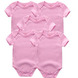 Baby Solid 5pcs Sets Short Sleeve Bodysuits - kiddiezoom