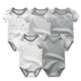 Baby Solid 5pcs Sets Short Sleeve Bodysuits - kiddiezoom