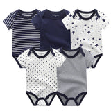 Baby Solid 5pcs Sets Short Sleeve Bodysuits - kiddiezoom