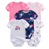 2024 Baby Girls Bodysuits Short Sleeve 5pcs