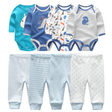 4pcs Baby Bodysuits+4pcs Baby Pants Set