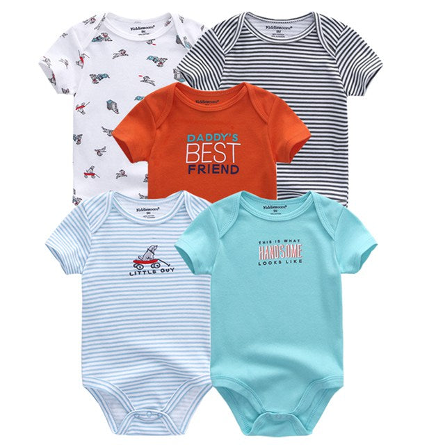 Summer High-quality Striped Baby Rompers 5-pack for Boys and Girls