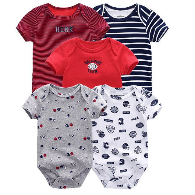 Summer High-quality Striped Baby Rompers 5-pack for Boys and Girls