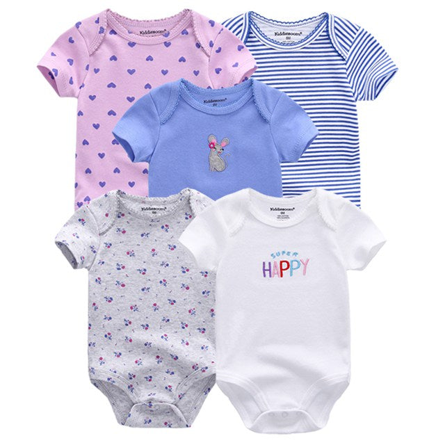 Summer High-quality Striped Baby Rompers 5-pack for Boys and Girls