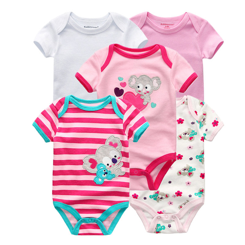 Summer High-quality Striped Baby Rompers 5-pack for Boys and Girls