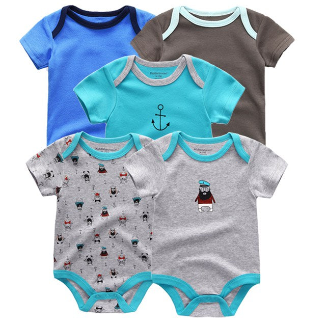 Summer High-quality Striped Baby Rompers 5-pack for Boys and Girls