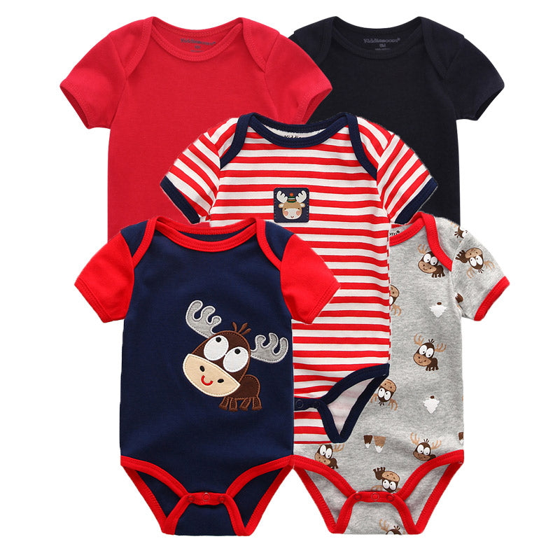 Summer High-quality Striped Baby Rompers 5-pack for Boys and Girls