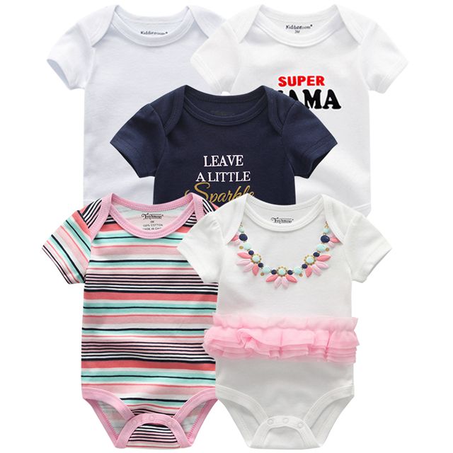 Summer High-quality Striped Baby Rompers 5-pack for Boys and Girls