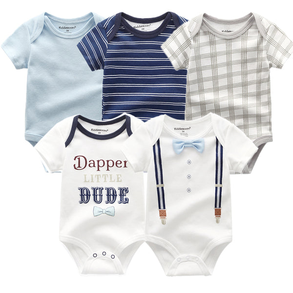 Summer High-quality Striped Baby Rompers 5-pack for Boys and Girls