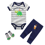 3Pcs Baby Bodysuits+Pants+Socks Sets Girls