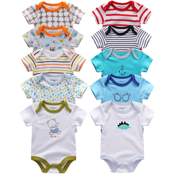 5pcs Summer Baby Short Sleeve Rompers for Boys and Girls