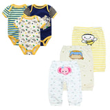 6PCS Baby Bodysuits + Pants Clothes Sets