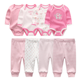 2024 Baby Clothing Set Bodysuits+Pants 8pcs