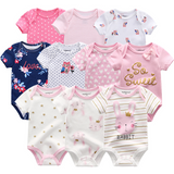 2024 Baby Girls Bodysuits Short Sleeve 5pcs