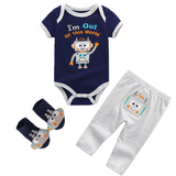 3Pcs Baby Bodysuits+Pants+Socks Sets Girls