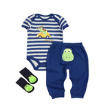 3Pcs Baby Bodysuits+Pants+Socks Sets Girls