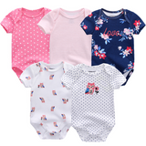 2024 Baby Girls Bodysuits Short Sleeve 5pcs