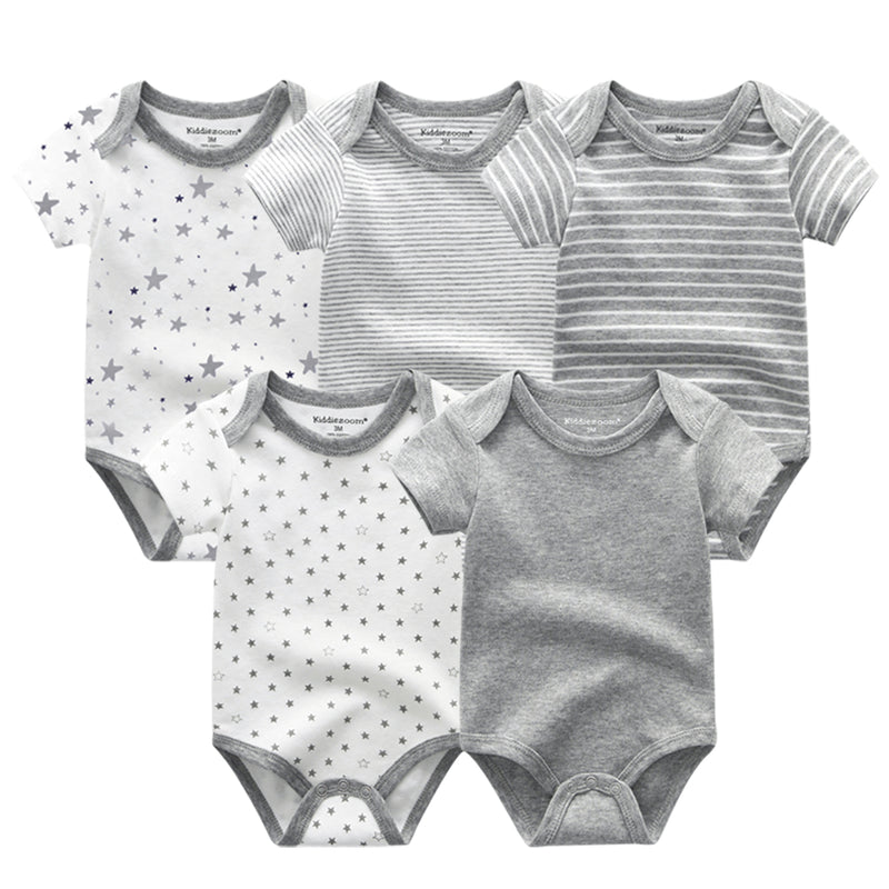 Summer High-quality Striped Baby Rompers 5-pack for Boys and Girls