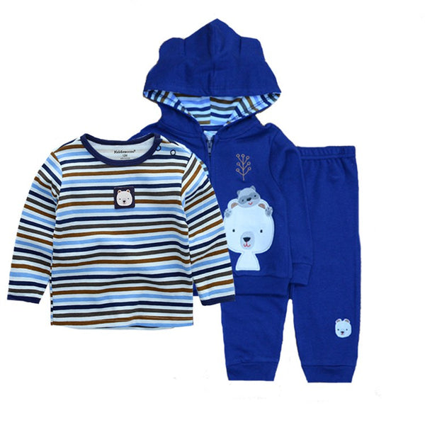 Baby Clothing Set 3pcs Suits Coat Bodysuit Pants Cotton Long Sleeve