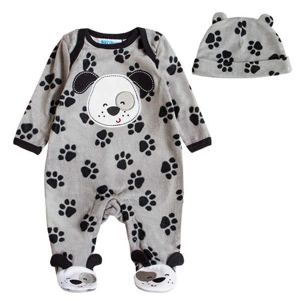 Baby Clothes With Cap Rompers Animal Fleece Long Sleeve Jumpsuits