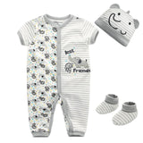 Baby Clothing 2024 Bodysuits+Sock+Cap 3Pcs/Set