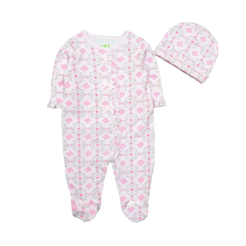 Fashion 2020 100% Cotton Infants Baby  Rompers with Baby Caps