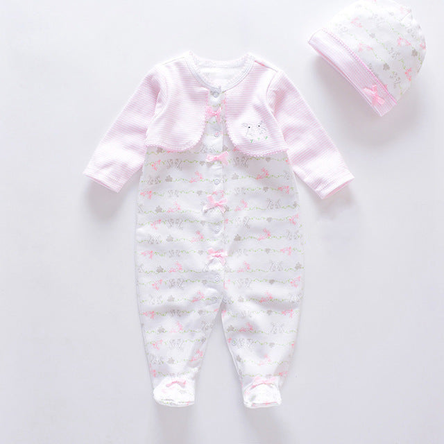 Fashion 2020 100% Cotton Infants Baby  Rompers with Baby Caps