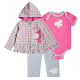 Baby Girls Cotton Bodysuits+Pants+Coat Newborn Set