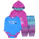 Baby Girls Cotton Bodysuits+Pants+Coat Newborn Set