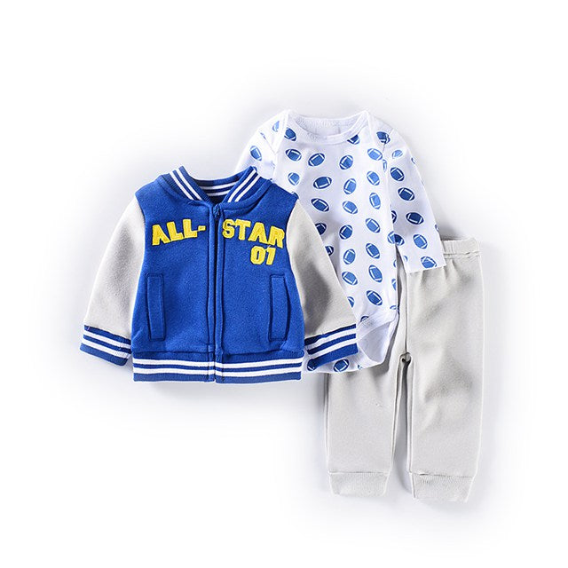 Fashion Baby Winter Casual Bodysuits+Sports Pants Clothing Sets