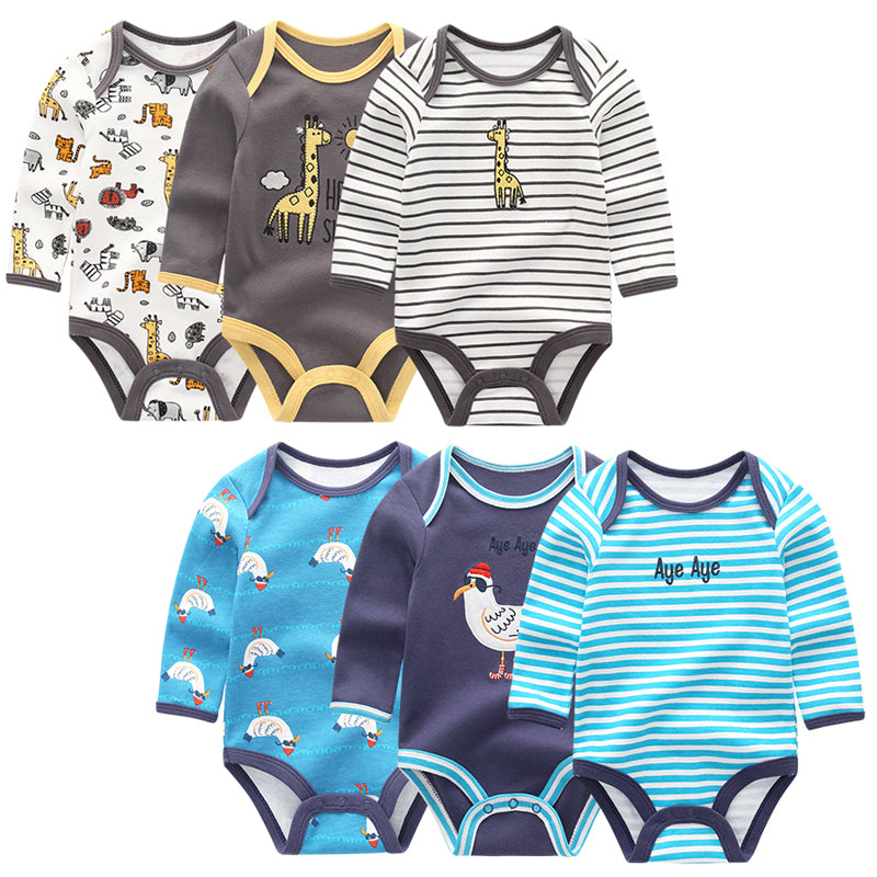 New Baby Boys Bodysuit Long Sleeve Cotton