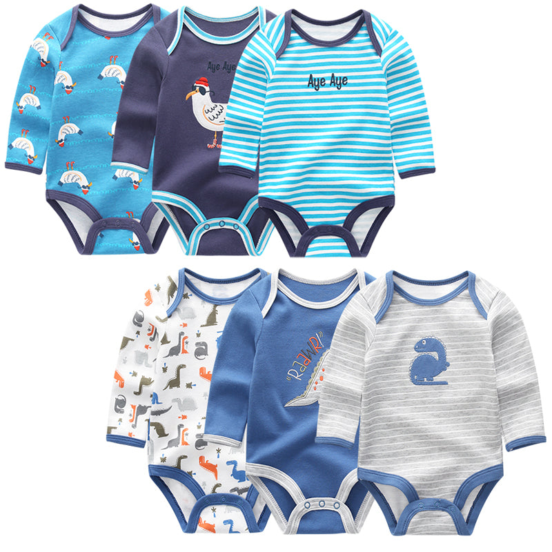 New Baby Boys Bodysuit Long Sleeve Cotton