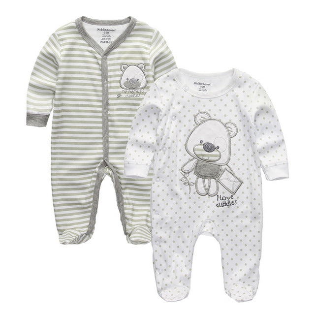 New 2/3/4pcs Baby Rompers Long Sleeve Printed Jumpsuit