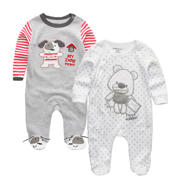 New 2/3/4pcs Baby Rompers Long Sleeve Printed Jumpsuit