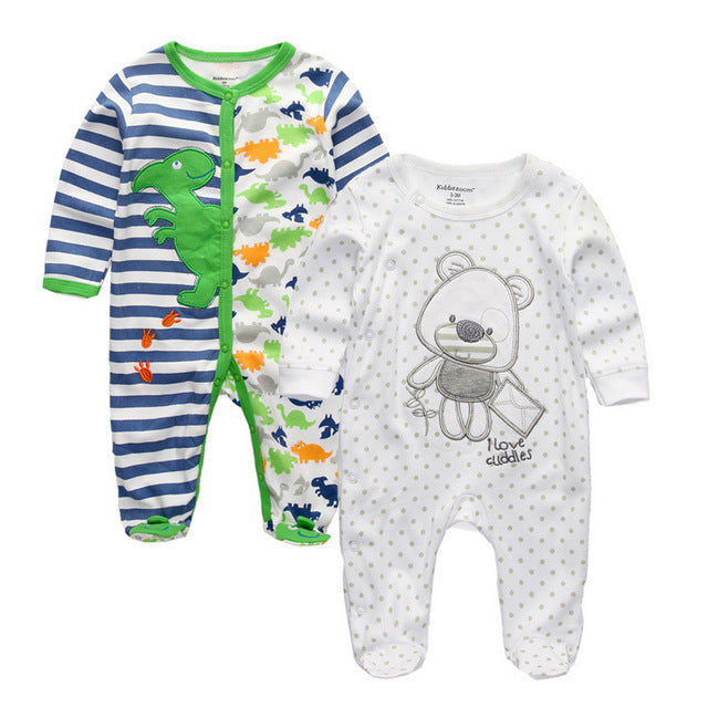 New 2/3/4pcs Baby Rompers Long Sleeve Printed Jumpsuit