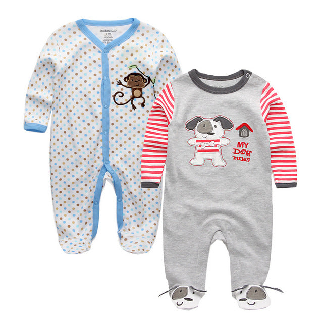 New 2/3/4pcs Baby Rompers Long Sleeve Printed Jumpsuit