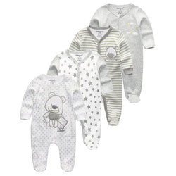 New 2/3/4pcs Baby Rompers Long Sleeve Printed Jumpsuit