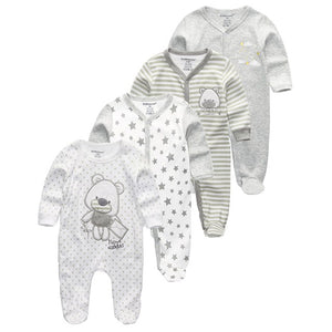 2/3/4pcs Baby Rompers Long Sleeve Printed Jumpsuit